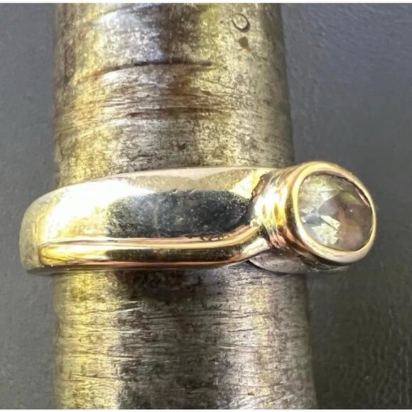 18K Gold and Sterling Silver Lolite Stone Ring Size 7 - Picture 1 of 11